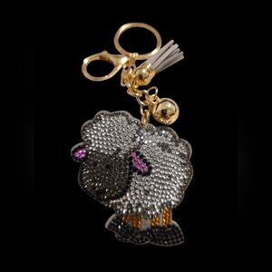 Elegant Sheep Bag Charm Keychain with Gold Accents